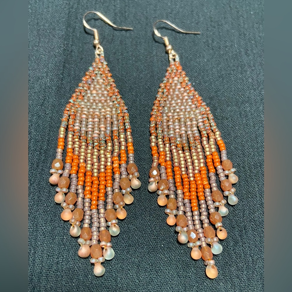 Falling Leaves Teardrop Beaded Earrings